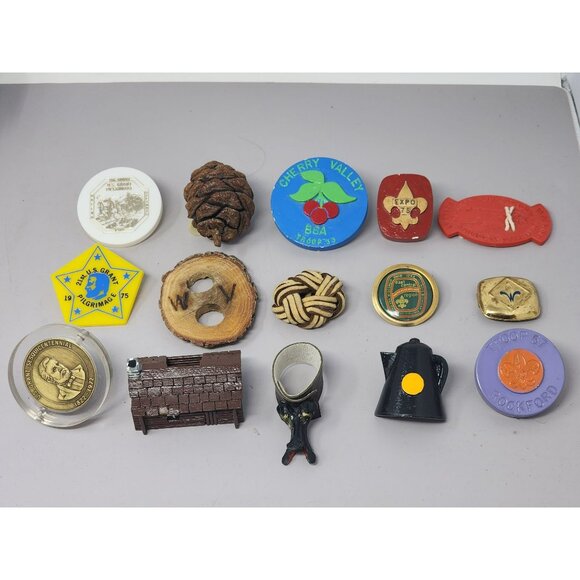 Vintage Variety Of Boy Scouts Memorabilia Lot Of 15 Neckerchief Slides - Picture 1 of 6